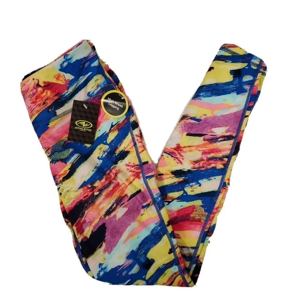 Athletic Works Leggings XS (0-2) Active High Rise Waist Multicolor Women's NEW